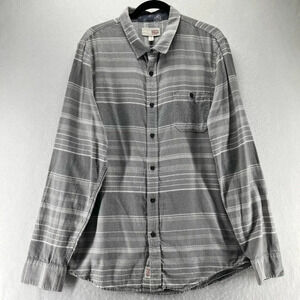 1901 Shirt Mens Size 2XL Flannel Striped Button Front Long Sleeve Cotton Gray
